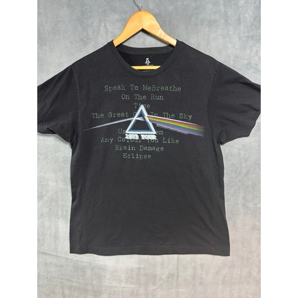 Pink Floyd "1973 Tour" Song Titles Black Large T Shirt Rock Band Music - Picture 1 of 9